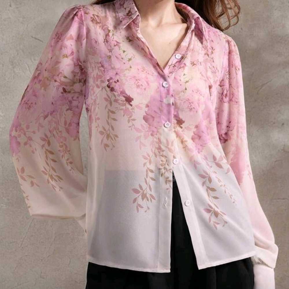 Pink floral blouse L